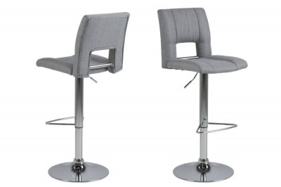 Dizajnová barová stolička Nerine, svetlo šedá a chrómová